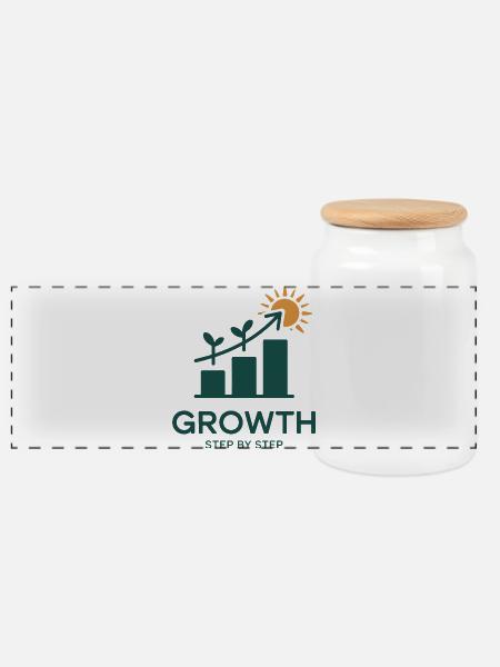 Growth Step by Step – Erfolg & Wachstum - Panorama Keksdose mit Holzdeckel - Weiß