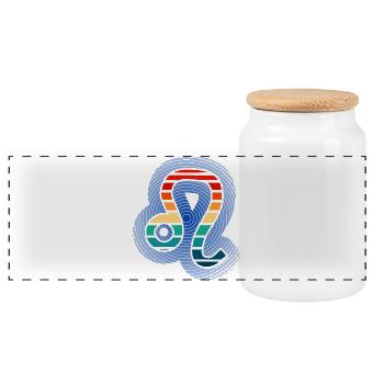 Lion, signe du zodiaque de l’horoscope et de l’astrologie - Boîte à biscuits avec couvercle en bois - blanc - Devant