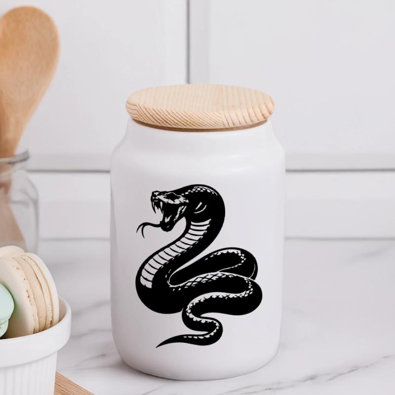 Silhouette du python serpent Boîte à biscuits avec couvercle en bois