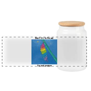 Good the way I am! - Panoramic Cookie Jar with Wooden Lid - white - Front
