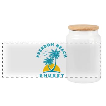 Coucher de soleil de palmier de Freedom Beach Phuket - Boîte à biscuits avec couvercle en bois - blanc - Devant