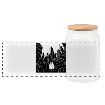Urban Streetwear City Skyline Hoodie Design - Panoramic Cookie Jar with Wooden Lid - white - Front