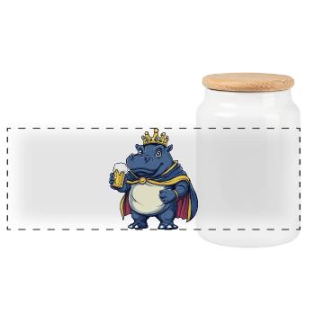Hippo Beer King - Panoramic Cookie Jar with Wooden Lid - white - Front