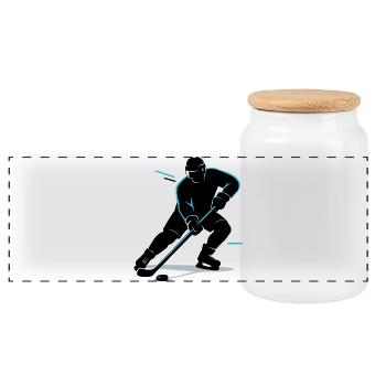 Eishockey Geschenk Kinder Hockey Lustig - Panoramic Cookie Jar with Wooden Lid - white - Front
