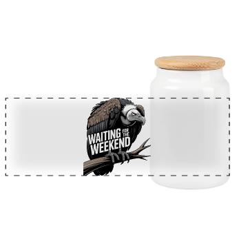 En attendant le week-end - Boîte à biscuits avec couvercle en bois - blanc - Devant