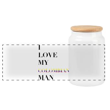 I LOVE MY COLOMBIAN MAN - Panoramic Cookie Jar with Wooden Lid - white - Front