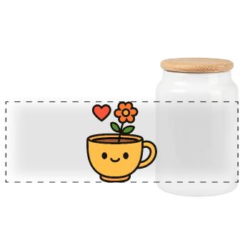 Flower Mug Smiling Mug - Panoramic Cookie Jar with Wooden Lid - white - Front