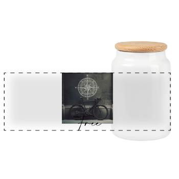 Bike - Panoramic Cookie Jar with Wooden Lid - white - Front
