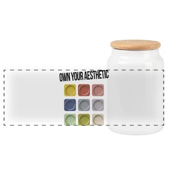Own Your Aesthetic – Modern Statement - Panoramic Cookie Jar with Wooden Lid - white - Front