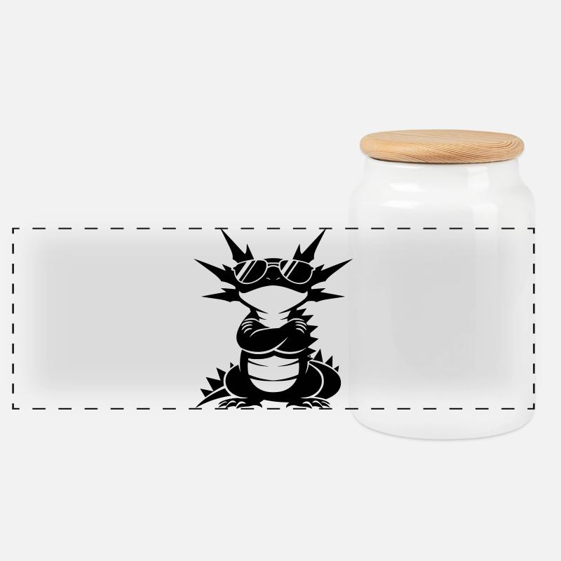 Cooler Axolotl mit Sonnenbrille - Panorama Keksdose mit Holzdeckel - Weiß