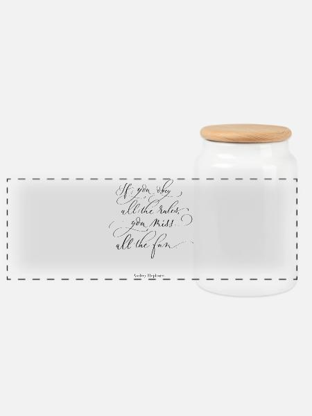 Have Fun. Motivational Quote by Audrey Hepburn.  - Panorama Keksdose mit Holzdeckel - Weiß