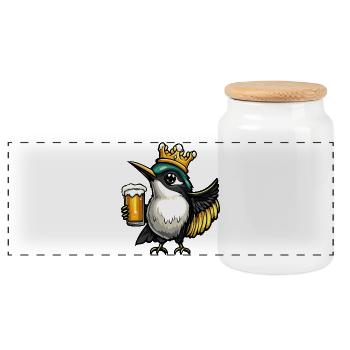 Colibri Oiseau Roi de la Bière - Boîte à biscuits avec couvercle en bois - blanc - Devant