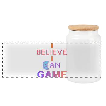I Believe I Can Game - Panoramic Cookie Jar with Wooden Lid - white - Front