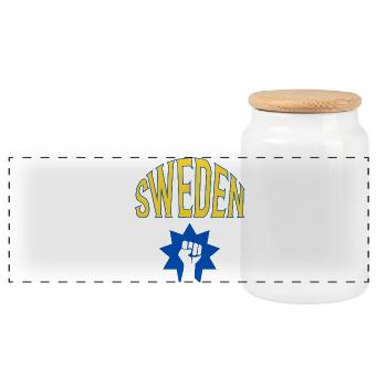 Suède - Boîte à biscuits avec couvercle en bois - blanc - Devant
