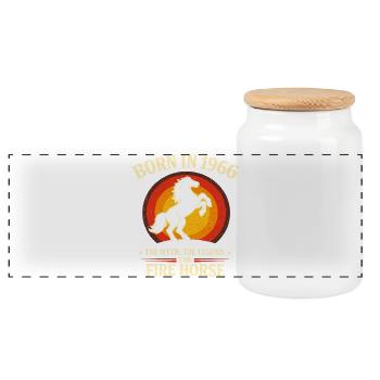 Légende 1966 Mythe du Cheval de Feu rétro - Boîte à biscuits avec couvercle en bois - blanc - Devant