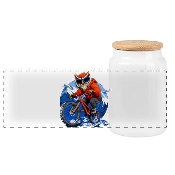 Vélo Owl - Boîte à biscuits avec couvercle en bois - blanc - Devant