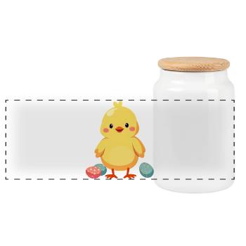 Poussins à Pâques - Boîte à biscuits avec couvercle en bois - blanc - Devant