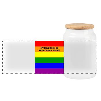 Bannière de la fierté arc-en-ciel inclusive LGBT Tout le monde, c’est nous - Boîte à biscuits avec couvercle en bois - blanc - Devant