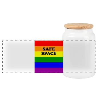LGBT-Safe-Space-Regenbogenflagge - Panorama Keksdose mit Holzdeckel - Weiß - Vorne