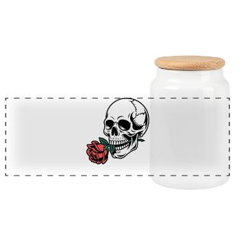 Crâne Rockabilly – Rose Statement Gothic Love - Boîte à biscuits avec couvercle en bois - blanc - Devant