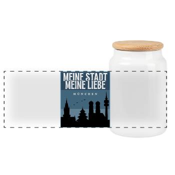 Meine Stadt - München - Panorama Keksdose mit Holzdeckel - Weiß - Vorne
