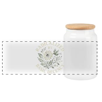 Radicalized By Basic Decency Floral Design - Panorama Keksdose mit Holzdeckel - Weiß - Vorne