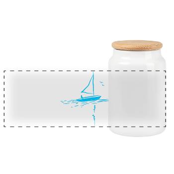 Sailing Sailboat Landscape - Panoramic Cookie Jar with Wooden Lid - white - Front