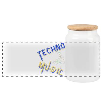 Techno Underground Club Logo - Panorama Keksdose mit Holzdeckel - Weiß - Vorne