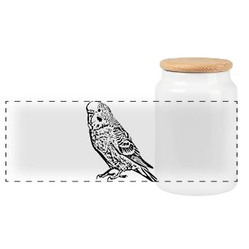 Perruche perruche noir - Boîte à biscuits avec couvercle en bois - blanc - Devant