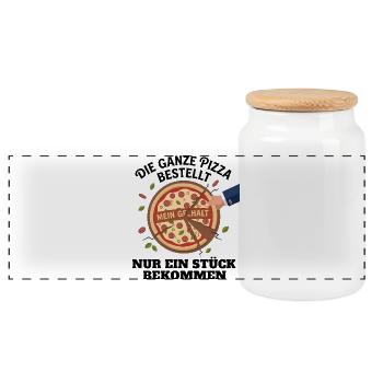 The state takes the biggest slice of pizza - Panoramic Cookie Jar with Wooden Lid - white - Front