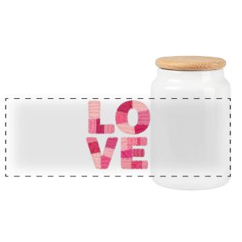 Autocollants de chemises patchwork d’amour pour femmes - Boîte à biscuits avec couvercle en bois - blanc - Devant