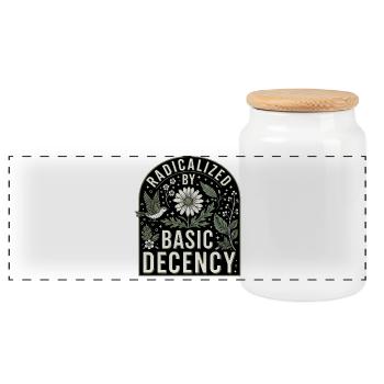 Radicalized By Basic Decency Statement Shirt - Panoramic Cookie Jar with Wooden Lid - white - Front