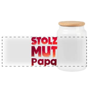 Feuerwehr Papa Stolz Mut Stärke Geschenkidee - Panorama Keksdose mit Holzdeckel - Weiß - Vorne