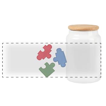 Groupe de trois casse-tête des couleurs du puzzle - Boîte à biscuits avec couvercle en bois - blanc - Devant