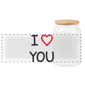 I ❤️ You – Sweet Love Text Design - Panoramic Cookie Jar with Wooden Lid - white - Front