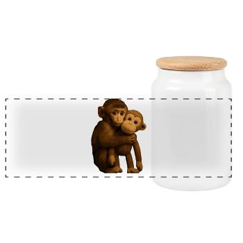 Punch the Monkey – Solace Seeking Souvenir - Panoramic Cookie Jar with Wooden Lid - white - Front