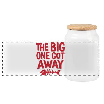 The Big One Got Away, red Fisherman Shirt, Hoodie - Panorama Keksdose mit Holzdeckel - Weiß - Vorne