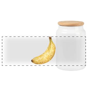 Mosaic Banana Golden Yellow - Panoramic Cookie Jar with Wooden Lid - white - Front