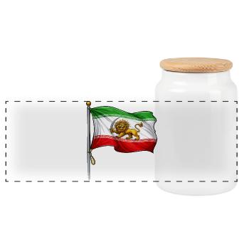 Lion Sword Iran Flag - Panoramic Cookie Jar with Wooden Lid - white - Front