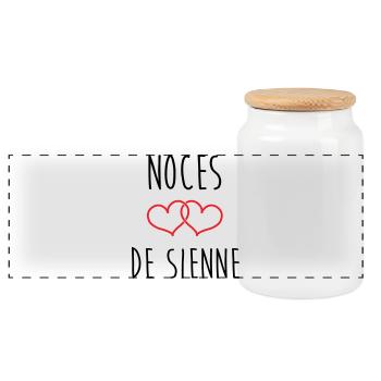 Wedding of Siena 74 years of marriage - Panoramic Cookie Jar with Wooden Lid - white - Front