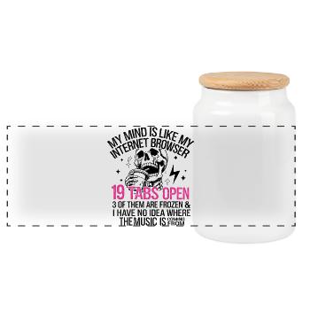 My Mind is Like My Internet Browser - Panoramic Cookie Jar with Wooden Lid - white - Front