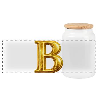 Monogramme « B » doré - Boîte à biscuits avec couvercle en bois - blanc - Devant