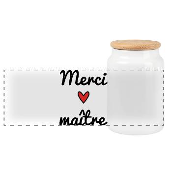 MAÎTRE. MAITRE. MERCI. MERCI MAÎTRE. CADEAU. COEUR - Boîte à biscuits avec couvercle en bois - blanc - Devant