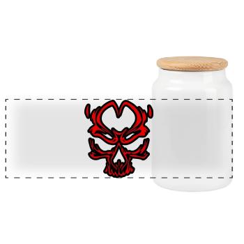 Crâne Rouge Stylisé sur Noir - Boîte à biscuits avec couvercle en bois - blanc - Devant