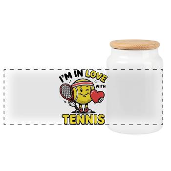 Chemise de tennis, J’adore le tennis, chemise enfant, sweat à capuche - Boîte à biscuits avec couvercle en bois - blanc - Devant