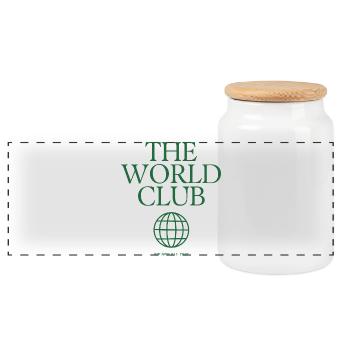 Logo du World Club Vert - Boîte à biscuits avec couvercle en bois - blanc - Devant