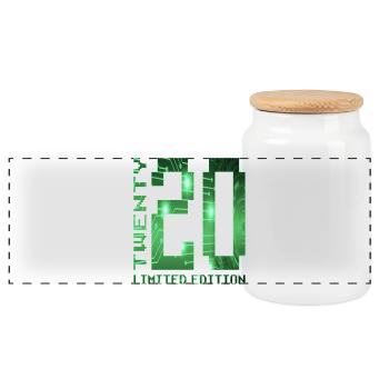 20. Geburtstag Gamer Pixel Geschenkidee - Panorama Keksdose mit Holzdeckel - Weiß - Vorne