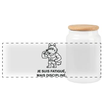 Loup Musclé Fatigué mais Discipliné - Boîte à biscuits avec couvercle en bois - blanc - Devant
