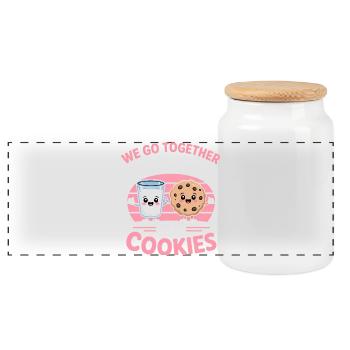 Milk and Cookies Best Friends Kawaii Design - Boîte à biscuits avec couvercle en bois - blanc - Devant