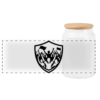 Fans cheer party - Panoramic Cookie Jar with Wooden Lid - white - Front